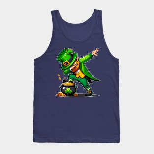 Funny Dabbing Leprechaun in dab dance pose on Pot of Gold Coins for St Patrick's Day Tank Top